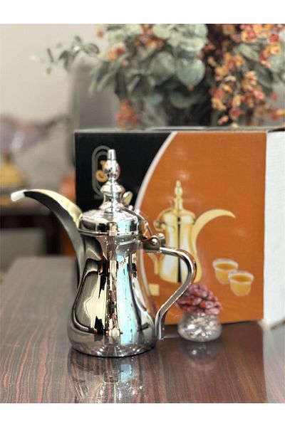 aljahwari 32 oz. Single Arabic Coffee Pot, Silver