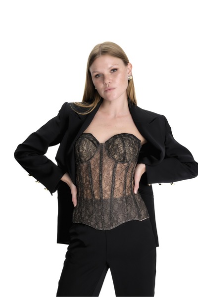 Elluso Zantra Dantel Detaylı Balenli Şık Büstiyer