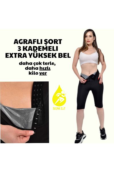 SAUNA SUIT Thermal Shorts High Waist Maximum Sweatshirt with Agrafla