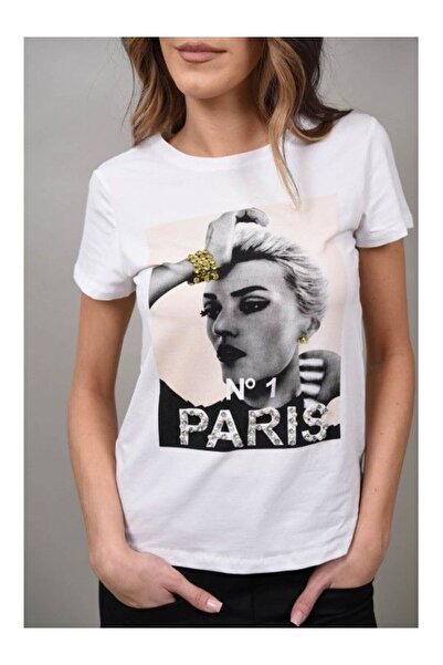 Monte Cervino TRICOU CU IMPRIMEU LADY PARIS Alb S-M