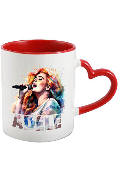 StoryGift Romania Cana Cu Adele, Microfon, Muzica, Cantec, Artist, Vedeta, Multicolor 330 Ml, Cera, Cu Maner Inim Stg