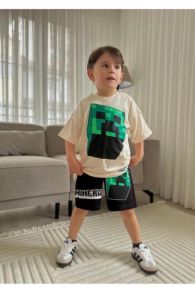 öykümgaleria Boy's Summer Top and Bottom Set with Shorts