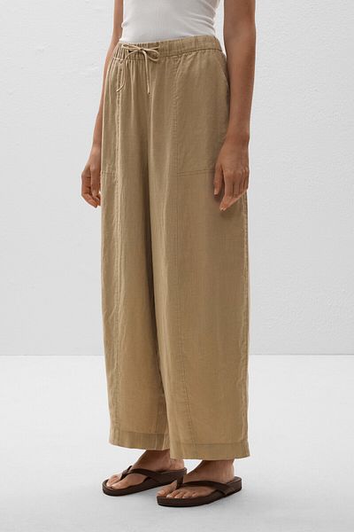 Oysho 100% linen barrel trousers