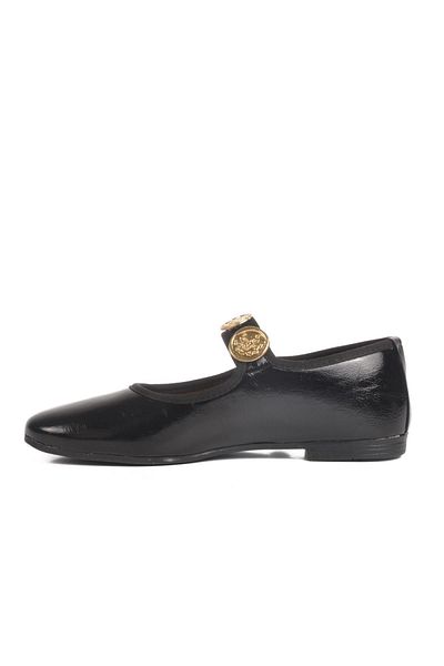 WALKWAY B-40 Z Black Patent Leather Women's Ballerinas