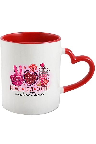 StoryGift Romania Mug with the message "Peace, love, coffee, Valentine", peace, love, coffee, Valentine, With, STG