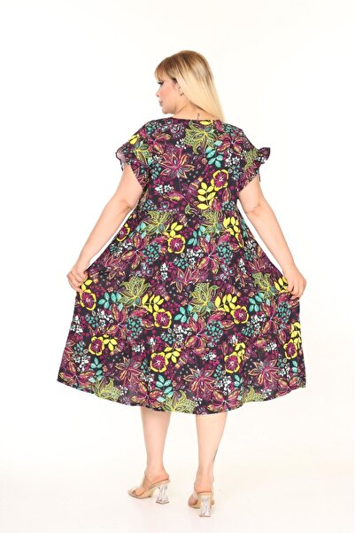 mervemoda Women's Large Size Sleeveless Summer Dress