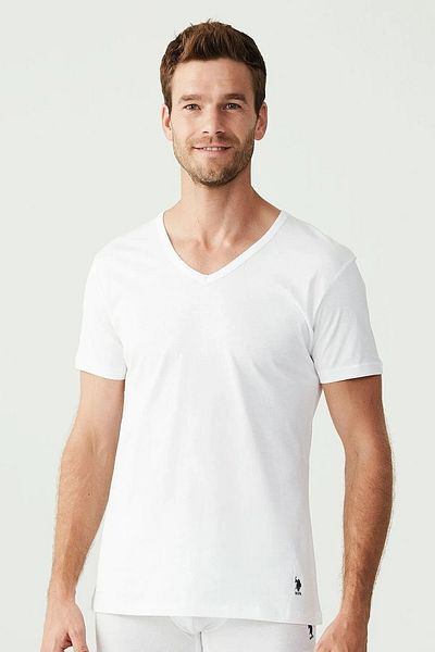 U.S. Polo Assn. Ανδρικό μπλουζάκι με λαιμόκοψη V μεγάλου μεγέθους 2 τεμαχίων