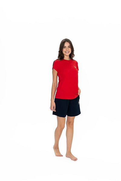 U.S. Polo Assn. Women's Round Neck Bottom Top Pajama Shorts Set