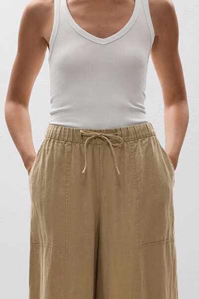 Oysho 100% linen barrel trousers