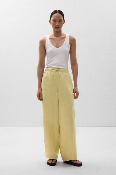 Oysho 100% linen barrel trousers