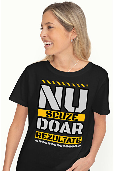 StoryGift Romania Tricou Femei Fara Scuze Doar Rezultate, Motivat, Gym Cu Imp...