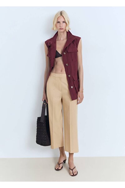 MANGO Woman Düz kesim kısa paçalı pantolon