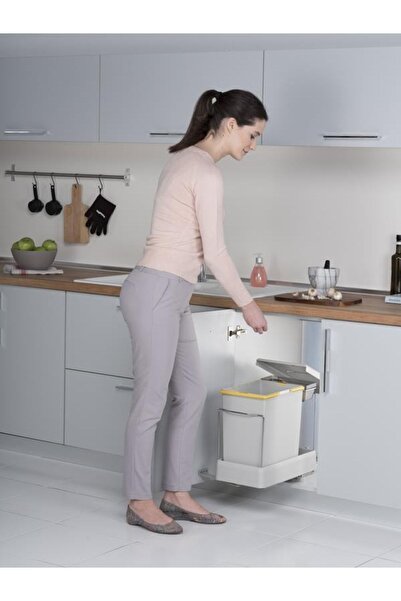 PELİKAN FUNCTİONAL İDEAS & PRODUCTS 21600 Plastic Carrier Rail Trash Can Gray - 16lt