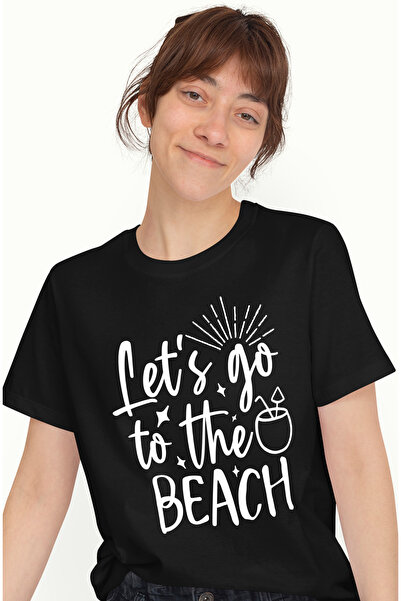 StoryGift Romania Tricou Femei Cu Mesajul "let's Go To The Beach" - Hai Sa Me...