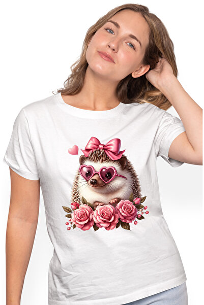 StoryGift Romania Tricou Femei Cu O Femela Arici Care Poarta Niste Ochelari In Forma De Inimioare, Wht_s