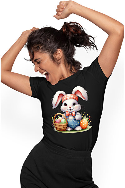 StoryGift Romania Tricou Femei Cu Un Iepuras Vesel Care Are Un Cosulet Cu Oua...