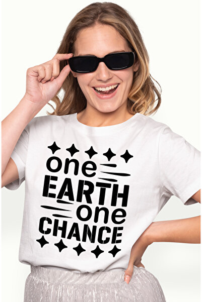 StoryGift Romania Tricou Femei Cu Textul "one Earth, One Chance" - Un Pamant ...