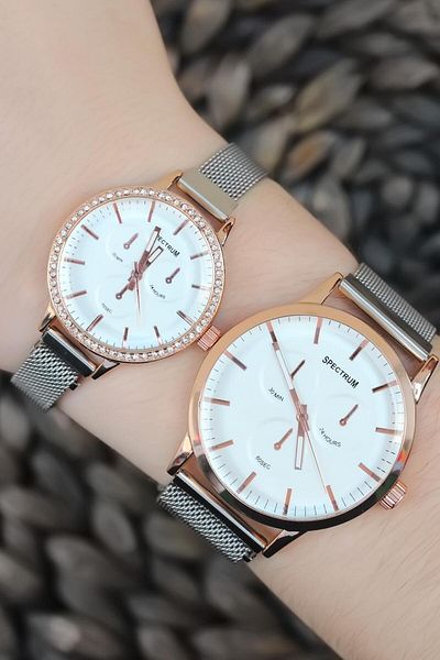 E BULURUM Silver Color Wicker Metal Magnet Watchband Lover Watches