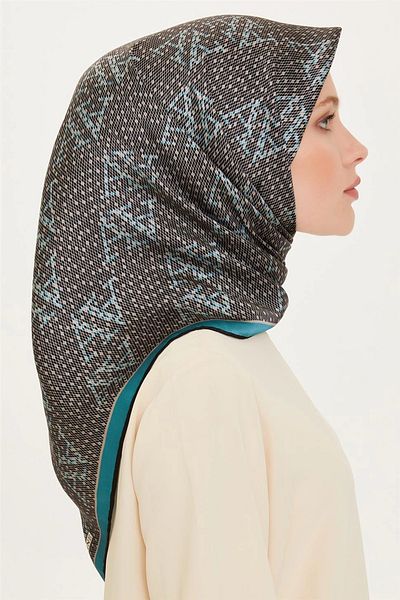 Armine Dj Pure Silk Scarf 9228D (S) (Sura) 90 X 90 Petrol - 04