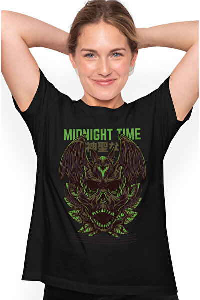 StoryGift Romania Tricou Femei Cu Craniu Schelete Monstru Din Jungla Text In Engleza Midnight Time Blk_m