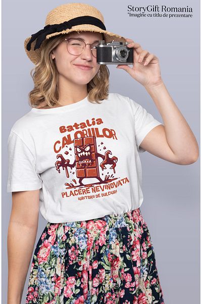 StoryGift Romania Tricou Femei Tableta De Ciocolata Nervoaza Batalie Iubitorii De Dulciuri Cu Impr Wht_l