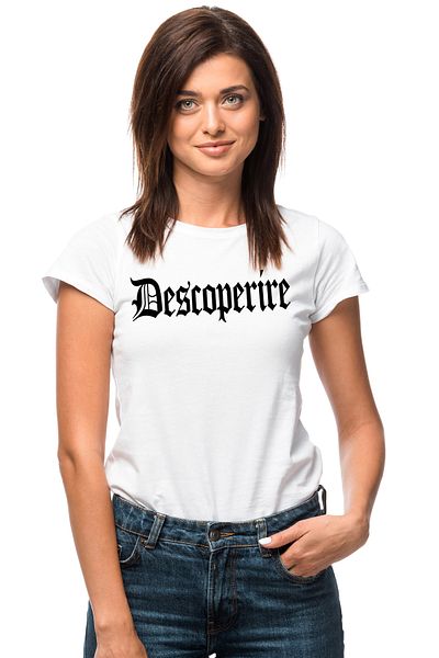 StoryGift Romania Tricou Femei Descoperire, Mesaj Motivational, Cuvant, Text Inspirational, Self C Wht_m