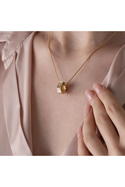 Bijoura Studio قلادة من الفولاذ بحجر الزركون بأشكال هندسية