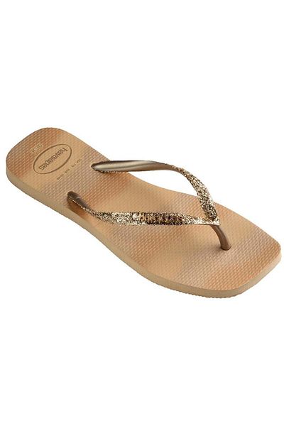 Havaianas Slim Square Glitter Women's Gold Slippers 4149417