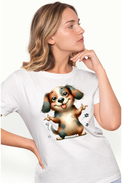 StoryGift Romania Tricou Femei Cu Un Caine Care Pare Cam Fumat, Ilustratie, N...