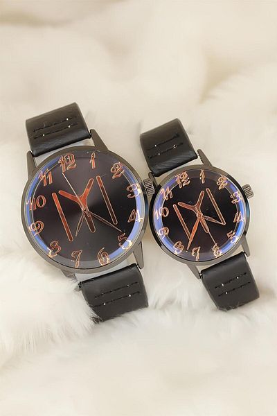 E BULURUM Black Leather Cord Smoked Metal Case Kayi Size Figured Lover Watches