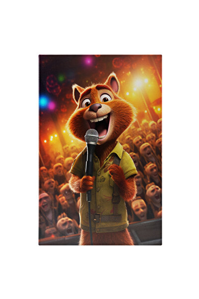 StoryGift Romania Tablou Canvas: Pufos Care Cântă- Desen Animat Pictura Digitala