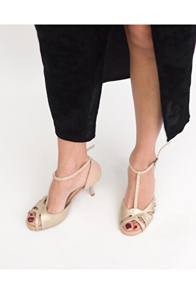 Lo Mejor Shoes ISABEL Özel Tasarım Kadın TANGO DANS AYAKKABISI - Renk Bej/ Bronz