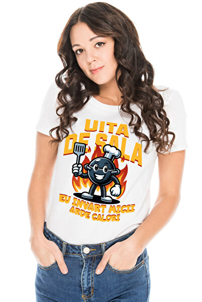 StoryGift Romania Tricou Femei Iubitor De Gratar Uita De Sala Eu Invart Micii Haios Gym Cu Imprime Wht_m