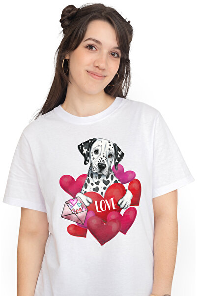 StoryGift Romania Tricou Femei Cu Un Caine Care Tine In Brate O Inima Cu Mesa...