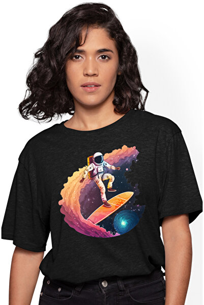 StoryGift Romania Tricou Femei Cu Un Astronaut Care Se Da Cu Placa De Surf, I...