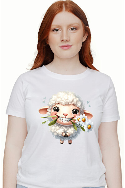 StoryGift Romania Tricou Femei Cu O Oita Vesela, Inimioare, Tine Niste Floric...