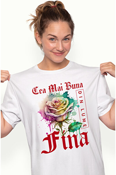 StoryGift Romania Tricou Femei Cu Textul Cea Mai Buna Fina, Din Lume, Floare,...