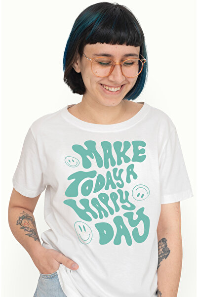 StoryGift Romania Tricou Femei Cu Mesaj Motivational Make Today Happy Day, Un Nou Inceput, Increde Wht_l