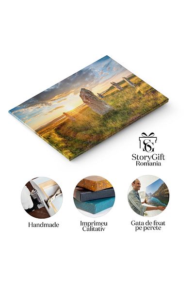 StoryGift Romania Tablou Canvas Apus Dramatic Peste Cercul De Piatra Ceann Hulavig Pe Insula Lewis Antic, Peisaj,