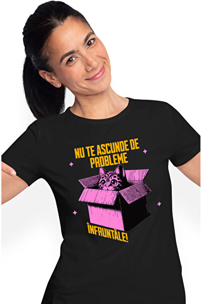 StoryGift Romania Tricou Femei Pisica Ascunsa In Cutie Text Nu Te Ascunde Cu ...