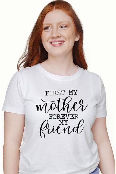 StoryGift Romania Tricou Femei Cu Textul In Engleza "first My Mother, Forever My Friend" - In Prim Wht_l