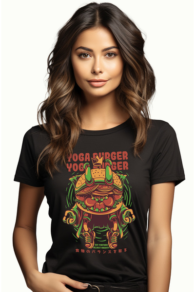 StoryGift Romania Tricou Femei Cu Mesaj In Engleza Yoga Burger, Rege, Fast Fo...