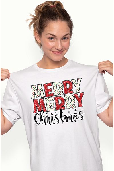 StoryGift Romania Tricou Femei Cu Mesajul "merry, Merry Christmas", Craciun Fericit, Ilustratie, I Wht_l