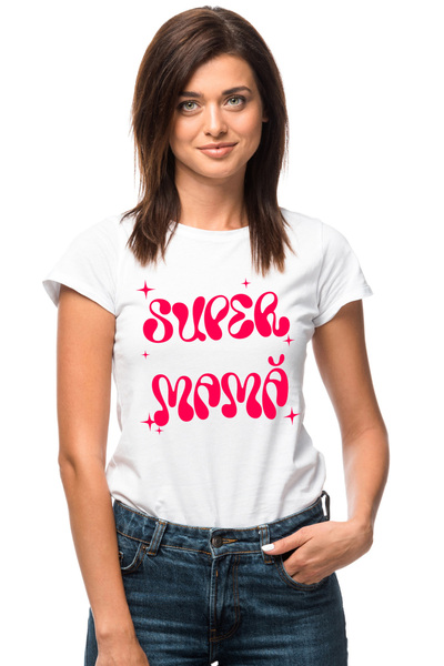 StoryGift Romania Tricou Femei Super Mama Text Cea Mai Buna Mama Familie Iubi...