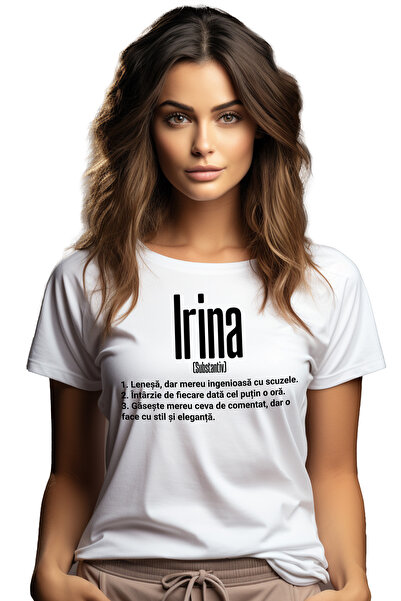 StoryGift Romania Tricou Femei Cu Numele Irina, Si Mesaj Amuzant, Lenesa, Mer...