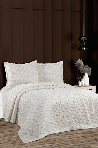 CANDAN ÇEYİZ Pompom Delux Double Bedspread 3 Piece Summer Pique Set