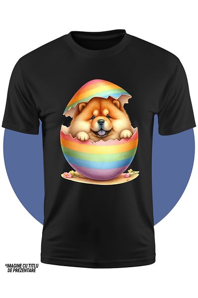 StoryGift Romania Tricou Copii Cu Un Catel Blanos Si Grasut, Ilustratie, Iese Dintr-un Ou Spart, Pentru Iubi