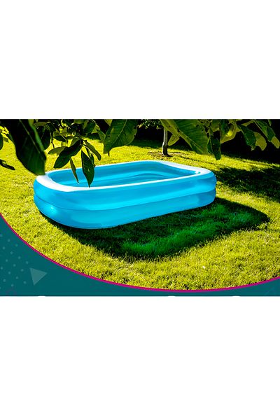 Intex Piscina gonflabila dreptunghiulara, pentru familie, gradina, Albastru, 200 x 150 x 50 cm