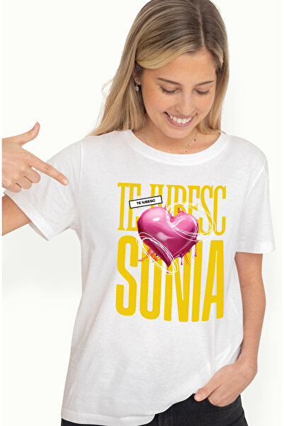 StoryGift Romania Tricou Femei Te Iubesc Sonia, Dragoste, Inima, Iubire, Sfantul Valentin, Dragobe Wht_m