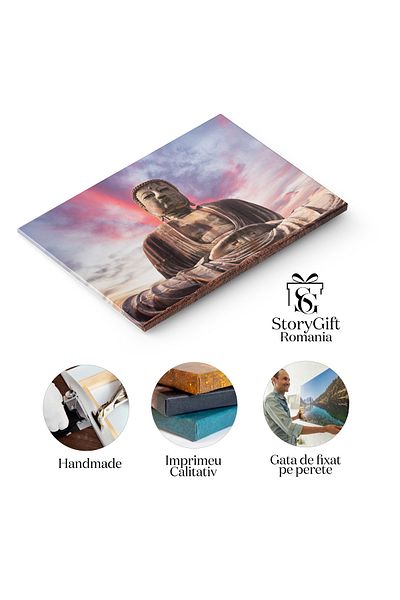 StoryGift Romania Tablou Canvas Statuia Giganta Buddha La Apus, Buddha, Statuie, Spiritualitate, Apus, Meditatie